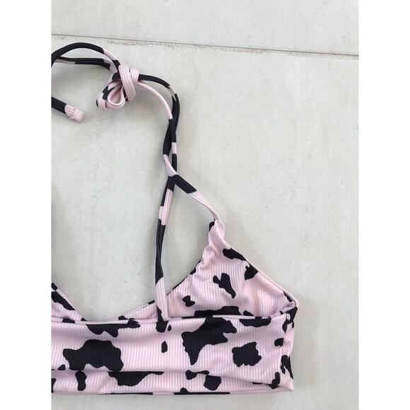 Shein Swim Multicolor Print Ribbed Bandeau Bikini Set Swimwear - Picture 5 of 10